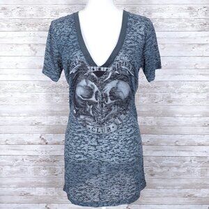 Hot Leathers Womens Top XL Skulls Broken Hearts Club 47